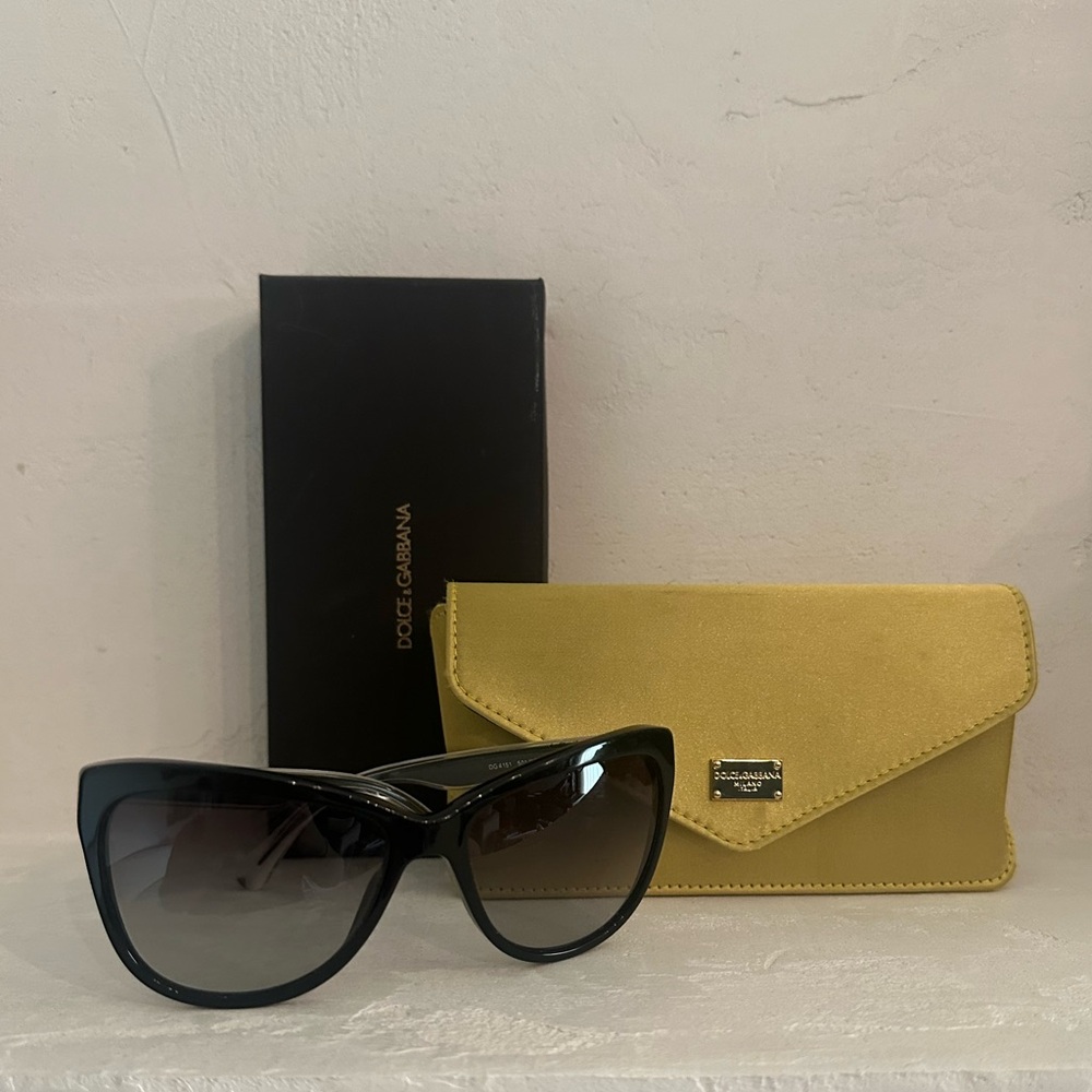 Dolce and Gabbana black sunglasses with clear detail